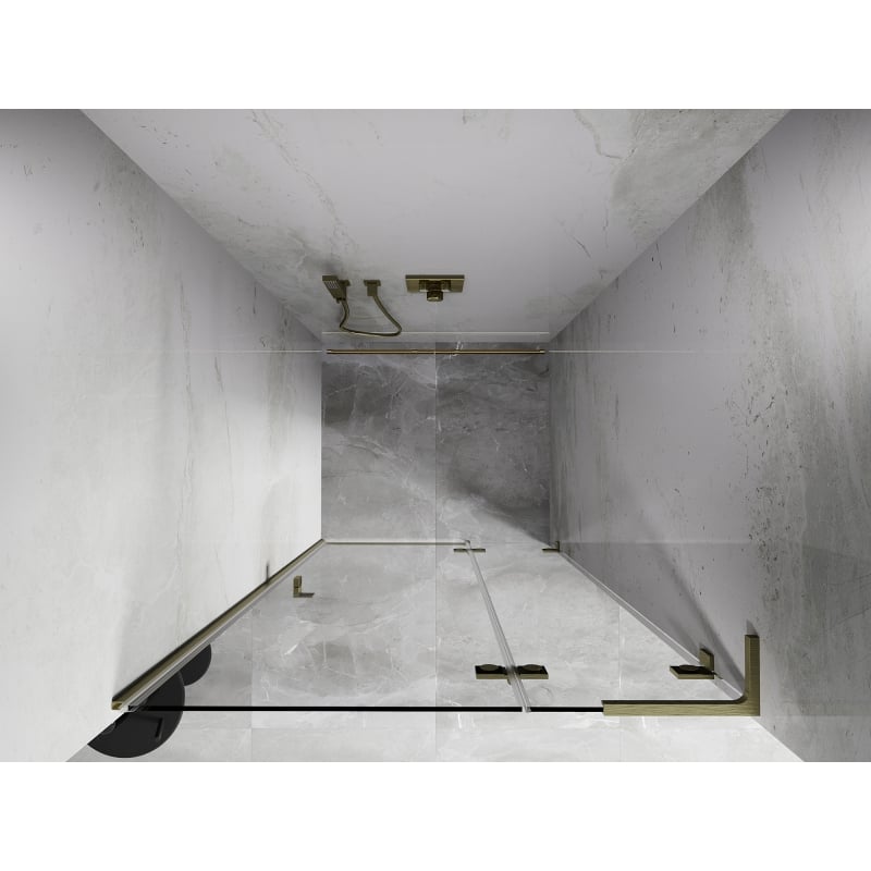 Mexen Lunar L dešinės pusės dušo durys, 85 cm, skaidrios, auksinės šlifuotos - 834L-085-000-55-00-P