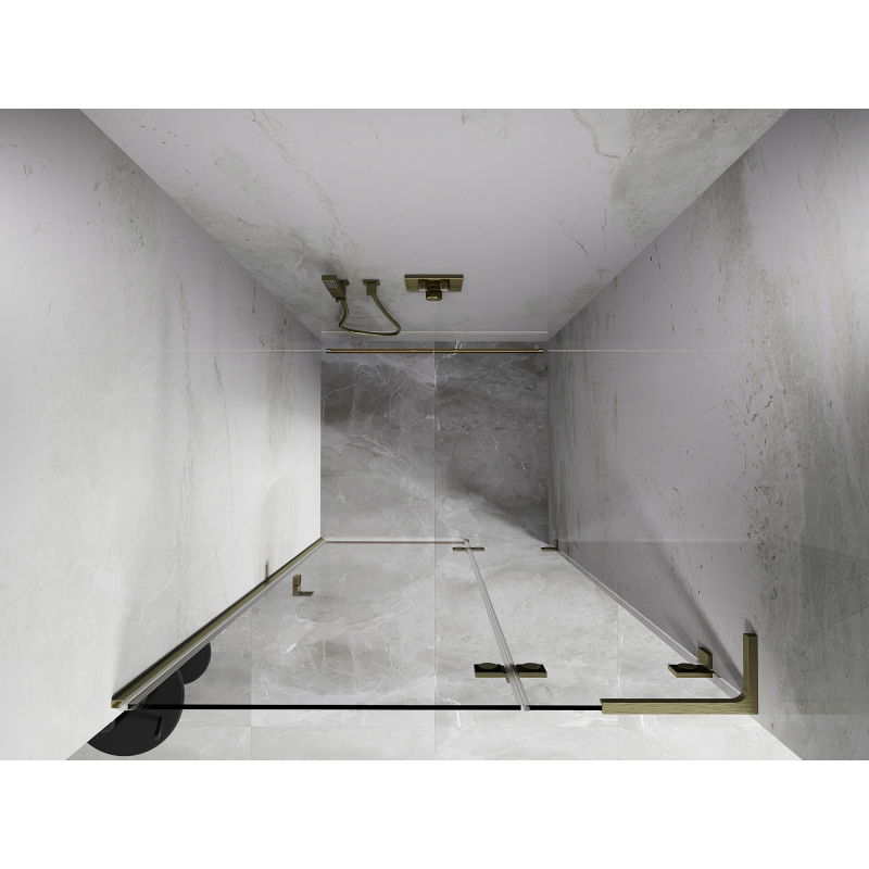 Mexen Lunar L dušo durys, atveriamos dešinės, 95 cm, permatomos, auksinės šlifuotos - 834L-095-000-55-00-P