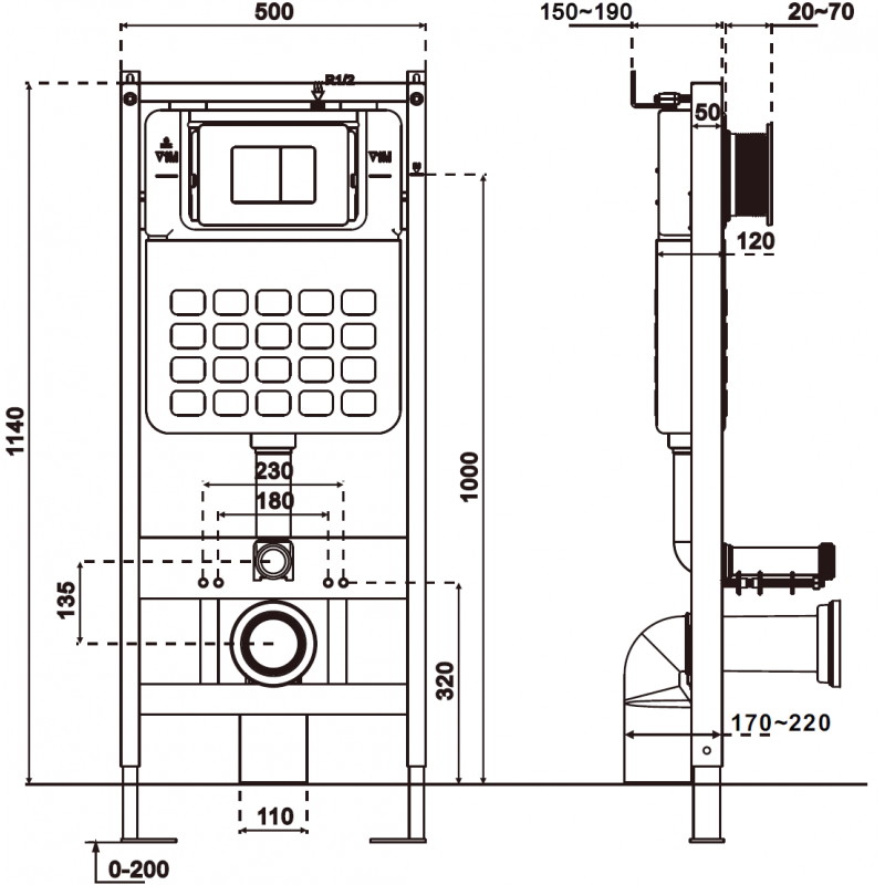 Mexen Tex Air Slim pneumatinis WC potinkinės talpos rėmas - 61100A