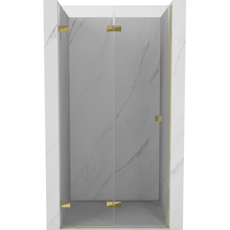 Mexen Lunar-F sulankstomos dušo durys, kairės pusės, 85 cm, permatomos, auksinės - 836-085-000-50-00-L