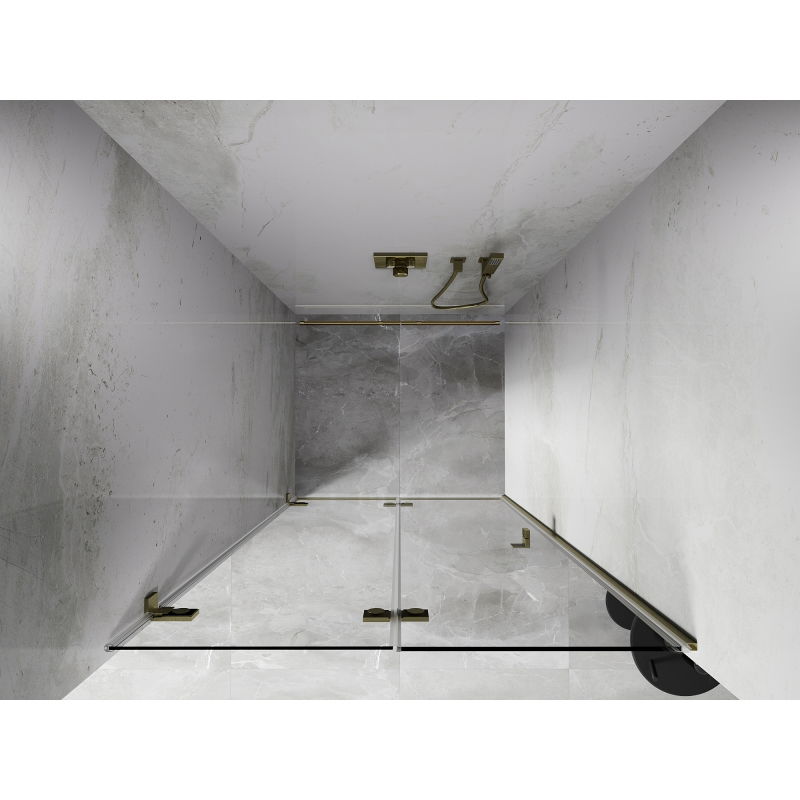 Mexen Lunar-F sulankstomos dušo durys, kairė, 75 cm, skaidrus, auksinis šlifuotas - 836-075-000-55-00-L