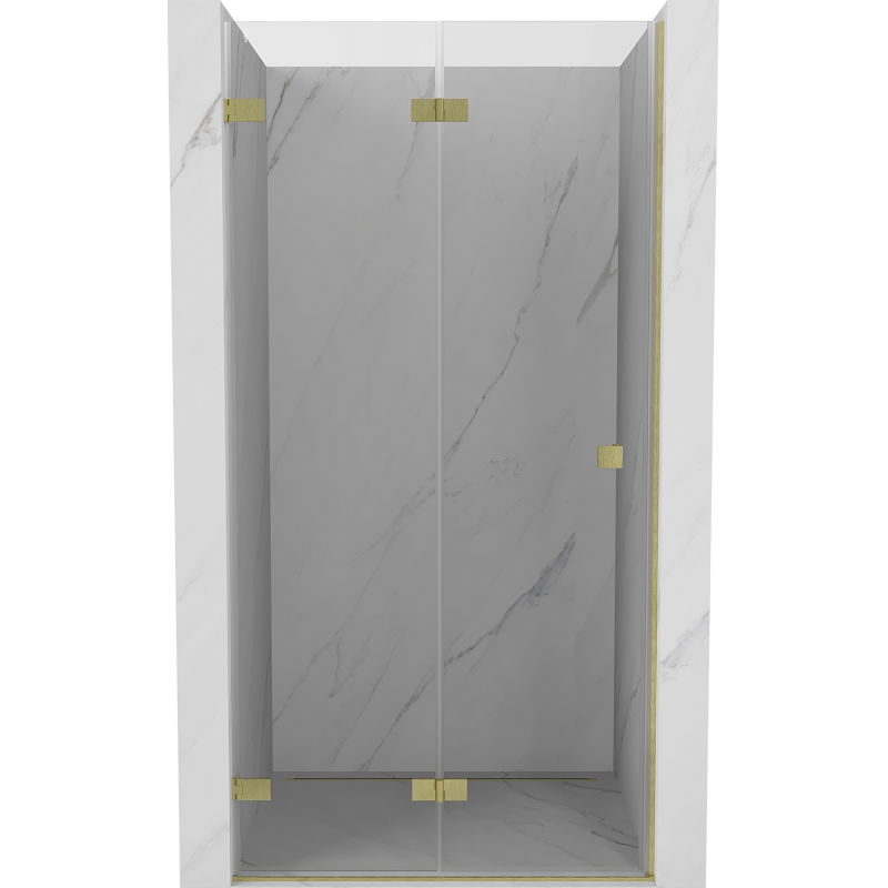 Mexen Lunar-F sulankstomos dušo durys kairinės 95 cm, skaidrios, šepečiuotos auksinės - 836-095-000-55-00-L