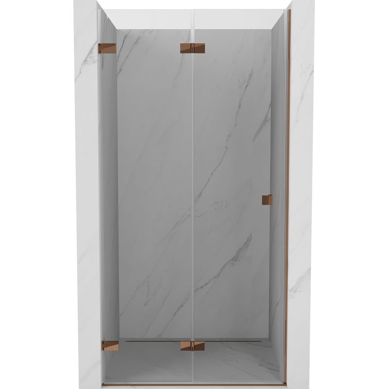 Mexen Lunar-F sulankstomos dušo durys kairios 70 cm, permatomos, rožinis auksas - 836-070-000-60-00-L