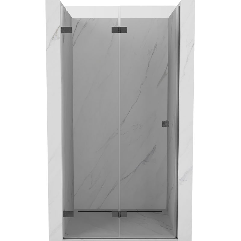 Mexen Lunar-F dušo durys sulankstomos kairės 85 cm, skaidrios, šešių pusių šepetuotas pilkas - 836-085-000-66-00-L