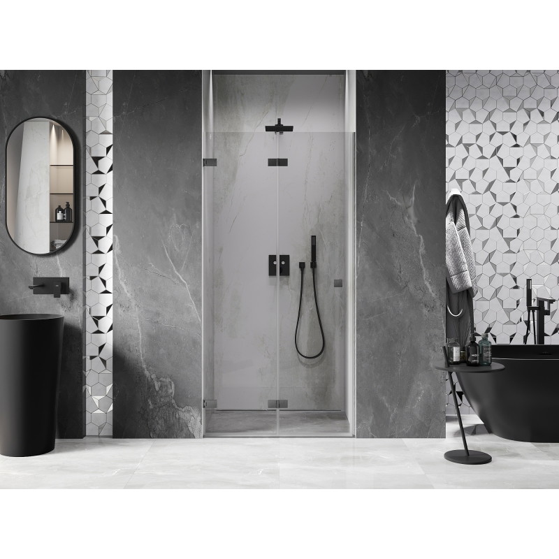Mexen Lunar-F sulankstomos dušo durys, kairės 95 cm, skaidrios, šlifuotas ginklų pilkumo - 836-095-000-66-00-L