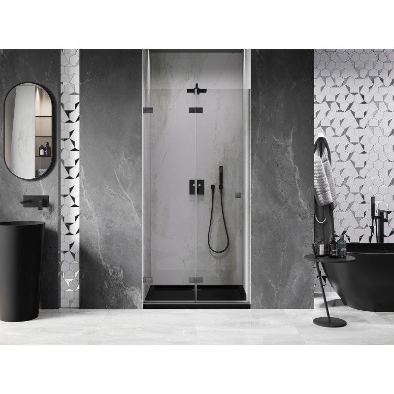Mexen Lunar-F sulankstomos dušo durys, kairės 95 cm, skaidrios, šlifuotas ginklų pilkumo - 836-095-000-66-00-L