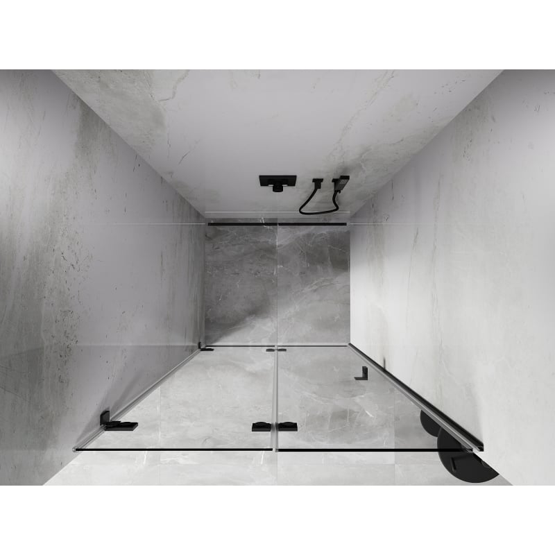 Mexen Lunar-F sulankstomos kairiosios dušo durys 100 cm, skaidrios, šepečiuotas šautuvo pilkumas - 836-100-000-66-00-L