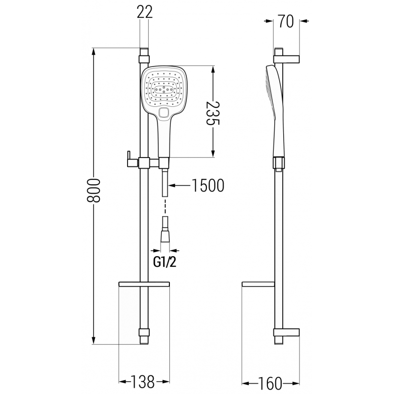 Mexen DQ17 stumdomas dušo komplektas, juodas - 785174581-70