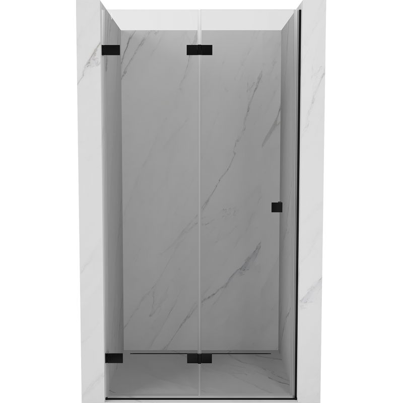 Mexen Lunar-F sulankstomos kairės dušo durys, 80 cm, permatomos, juodos - 836-080-000-70-00-L