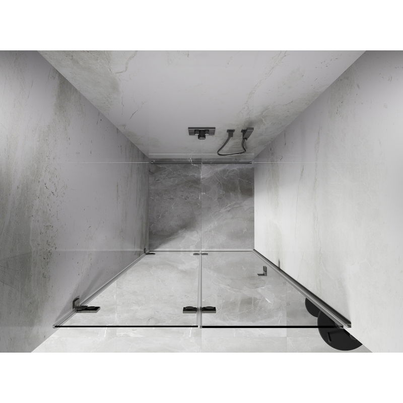 Mexen Lunar-F sulankstomos dušo durys kairios 60 cm, permatomos, šepečiu nikelis - 836-060-000-97-00-L