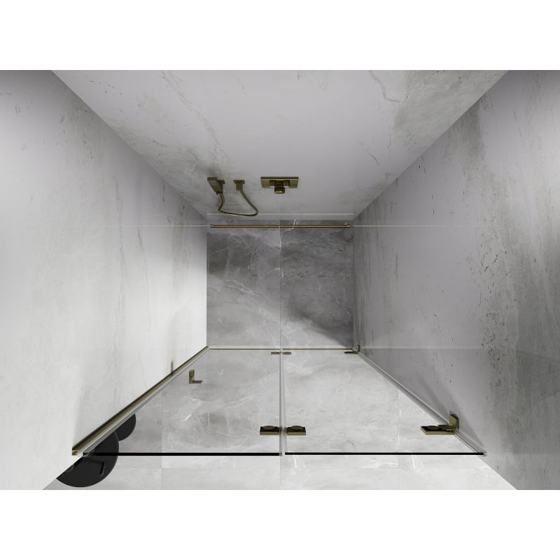 Mexen Lunar-F sulankstomos dešinės dušo durys 100 cm, permatomos, auksinis šlifuotas - 836-100-000-55-00-P