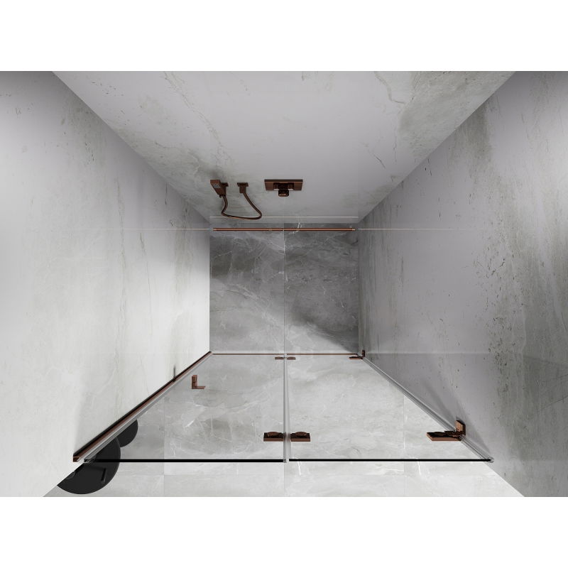 Mexen Lunar-F sulankstomos dešinės pusės dušo durys 70 cm, permatomos, rožinio aukso - 836-070-000-60-00-P