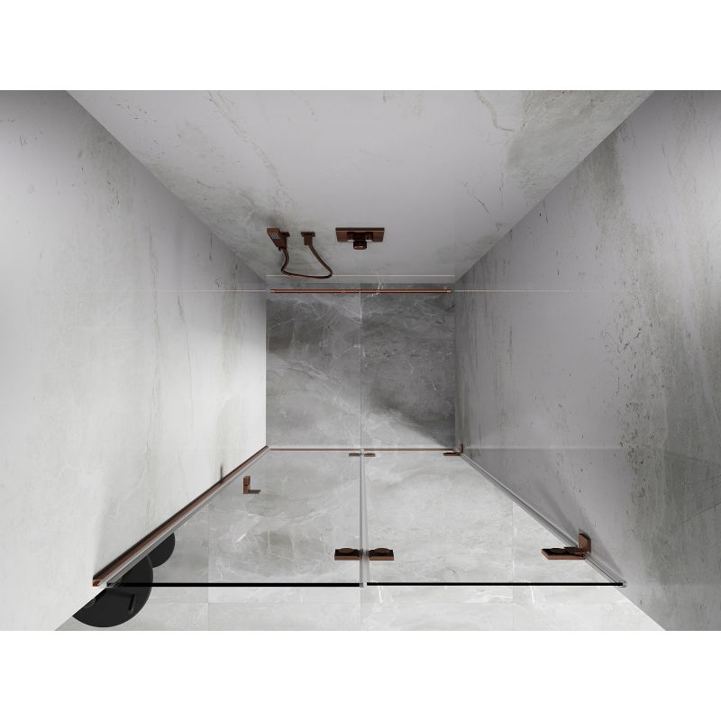 Mexen Lunar-F sulankstomos dušo durys, dešinės pusės, 65 cm, skaidrios, šlifuota varis - 836-065-000-65-00-P