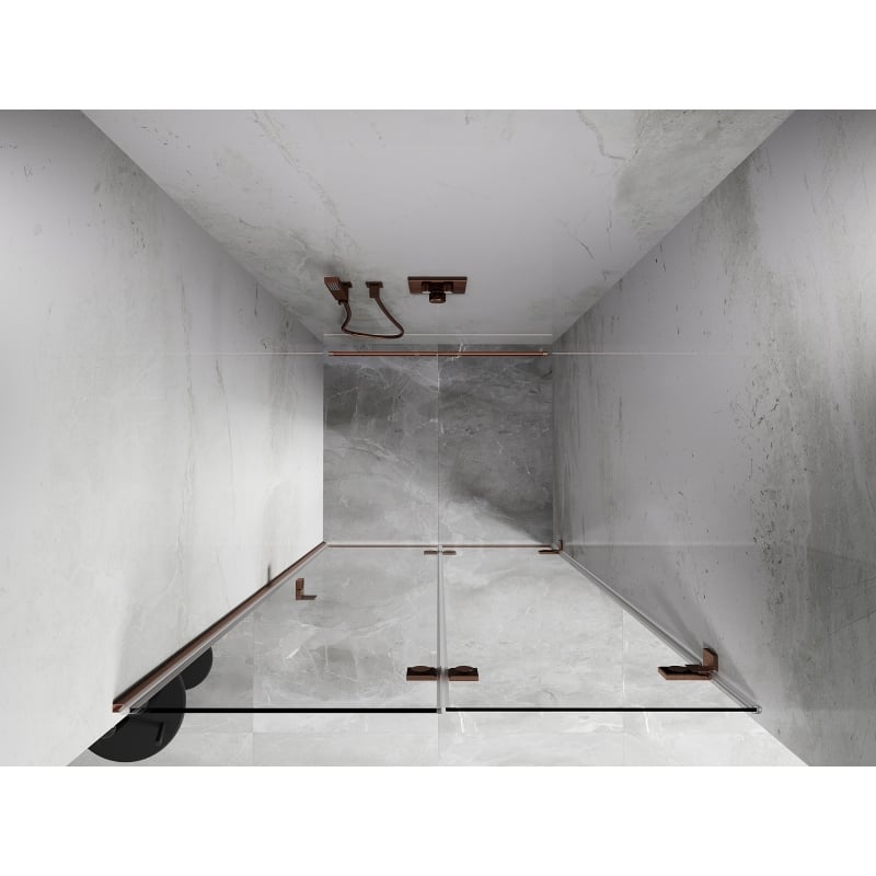 Mexen Lunar-F sulankstomos dušo durys dešinė 70 cm, skaidrios, šlifuotas varis - 836-070-000-65-00-P