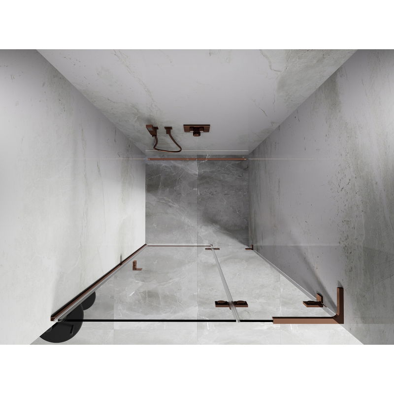 Mexen Lunar L dešinės pusiau atveriamos dušo durys 75 cm, skaidrios, rožinis auksas - 834L-075-000-60-00-P