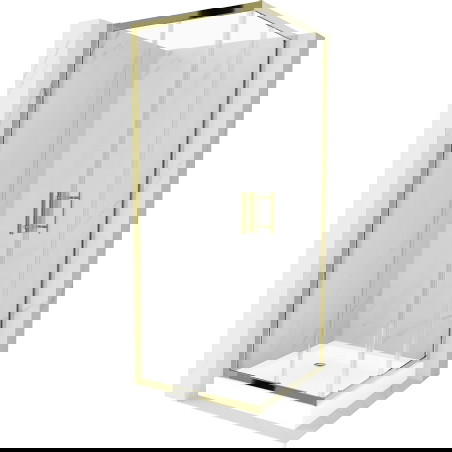 Mexen Rio kvadratinis dušo kabina 70 x 70 cm, permatomas, auksinis + dušo padėklas, baltas - 860-070-070-50-00-4510