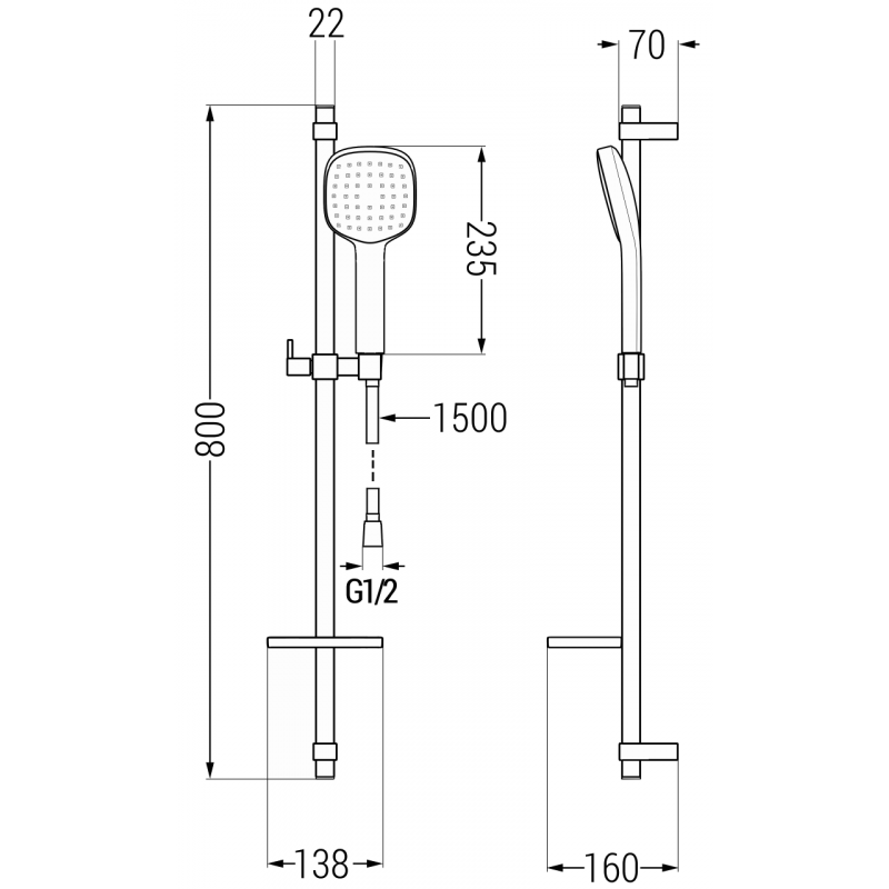 Mexen DQ33 slankiojantis juodas dušo komplektas - 785334581-70