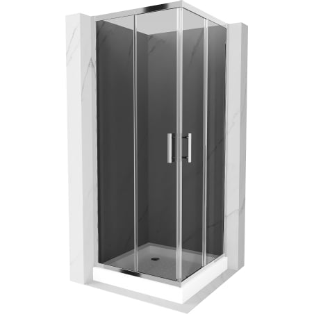 Mexen Rio kvadratinė dušo kabina 70 x 70 cm, grafitas, chromas + padėklas, baltas - 860-070-070-01-40-4510