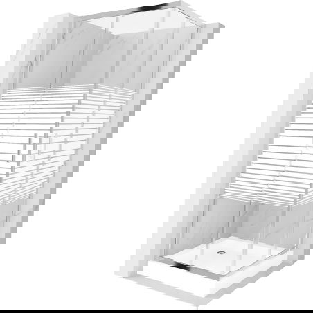 Mexen Rio kvadratinė dušo kabina 70 x 70 cm, baltos juostos, chromas + dušo padėklas, baltas - 860-070-070-01-20-4510