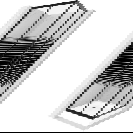 Mexen Rio kvadratinio formos dušo kabina 70 x 70 cm, juodos juostos, juoda + padėklas, baltas - 860-070-070-70-20-4510