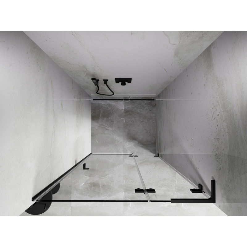 Mexen Lunar L dešinės pusės stumdomos dušo durys 120 cm, skaidrios, juodos - 834L-120-000-70-00-P