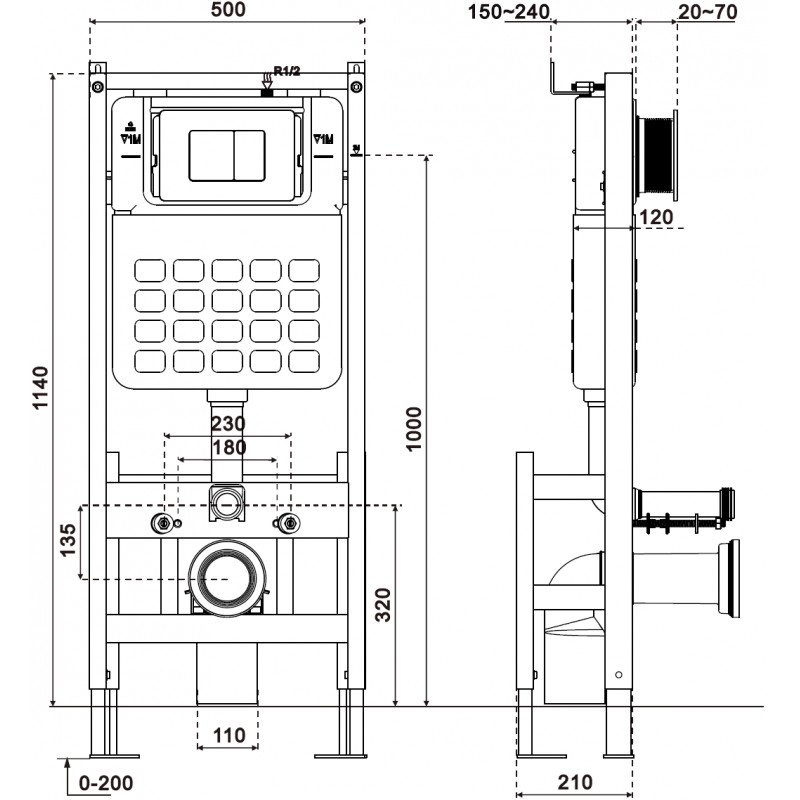 Mexen Tex Air F pneumatinis laisvai pastatomas potinkinis rėmas WC - 61101A