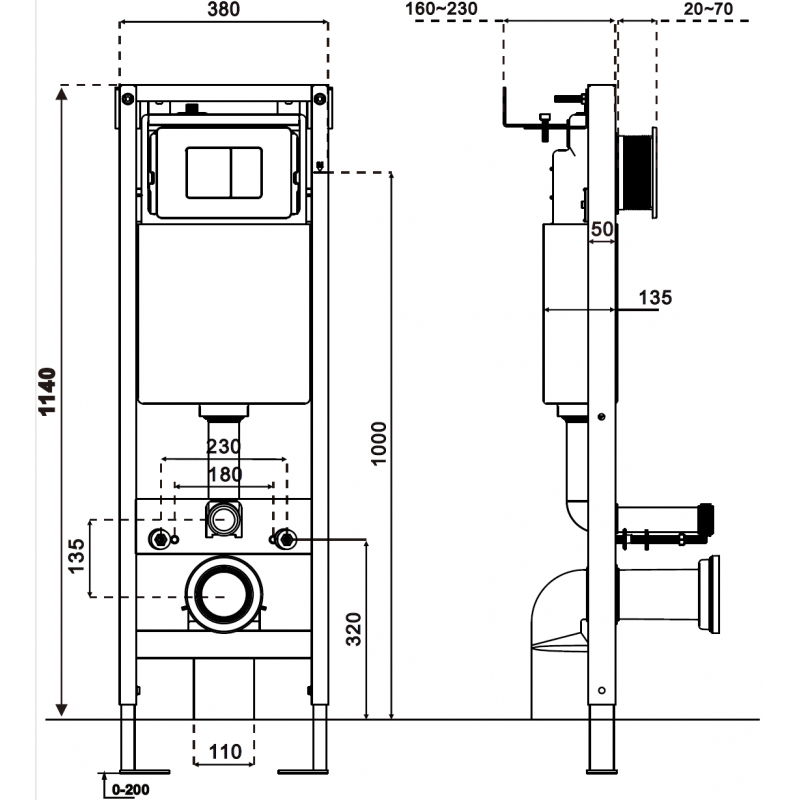 Mexen Tex W siauros srities WC potinkinis rėmas, kampinis - 61105