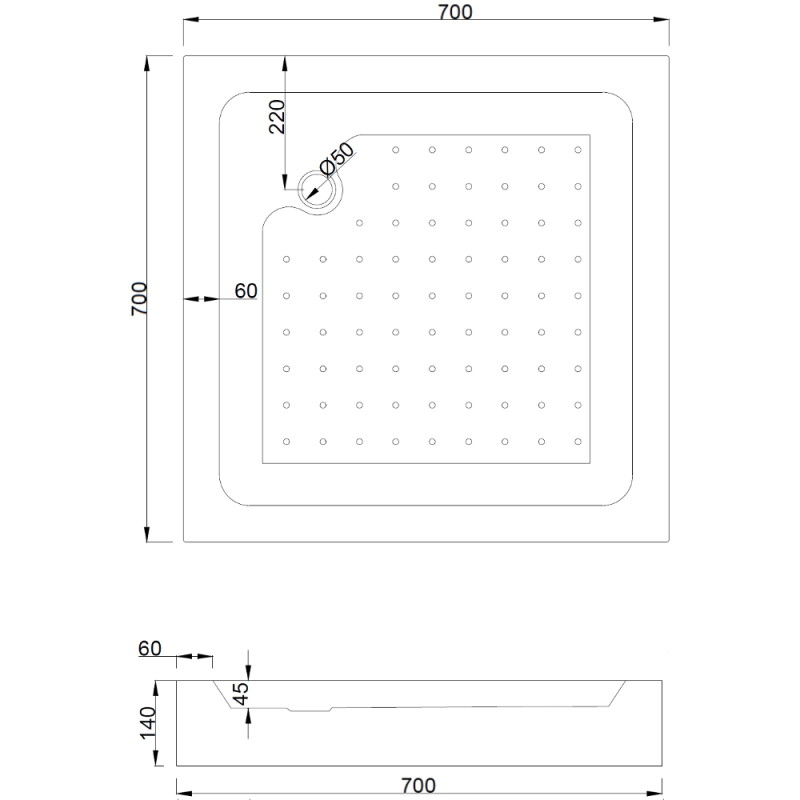 Mexen Rio kvadratinė dušo kabina 70 x 70 cm, šerkšnas, juoda + dušo padėklas, baltas - 860-070-070-70-30-4510
