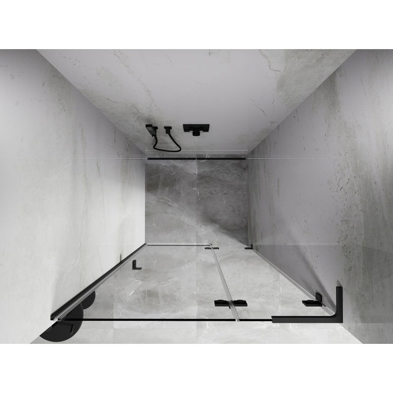 Mexen Lunar L dešinės pusės dušo durys 115 cm, skaidrios, gun metal - 834L-115-000-95-00-P