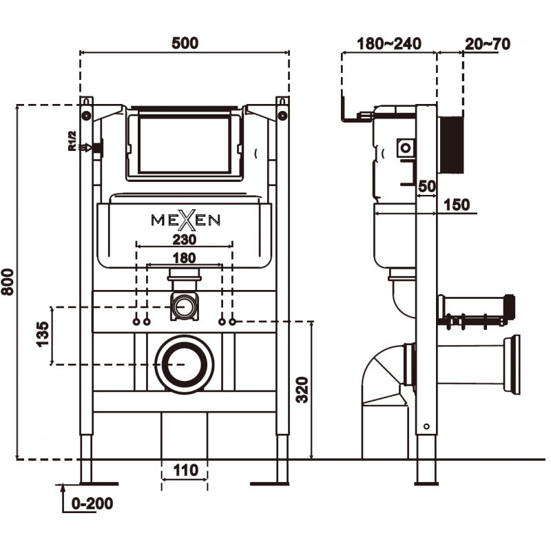 Mexen Tex Air XS-F pneumatinis WC potinkinis rėmas - 61800A