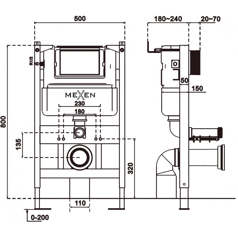 Mexen Tex Air XS-F tualeto pneumatinis potinkinis stelažas - 61800A