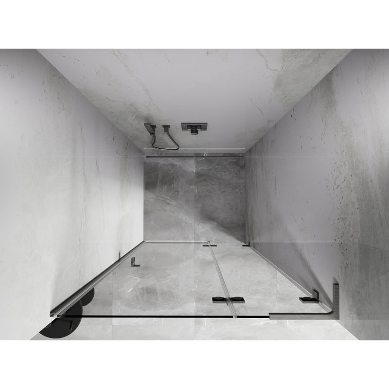 Mexen Lunar L dešinės pusės dušo durys, varstomos 105 cm, skaidrios, šlifuotas nikelis - 834L-105-000-97-00-P