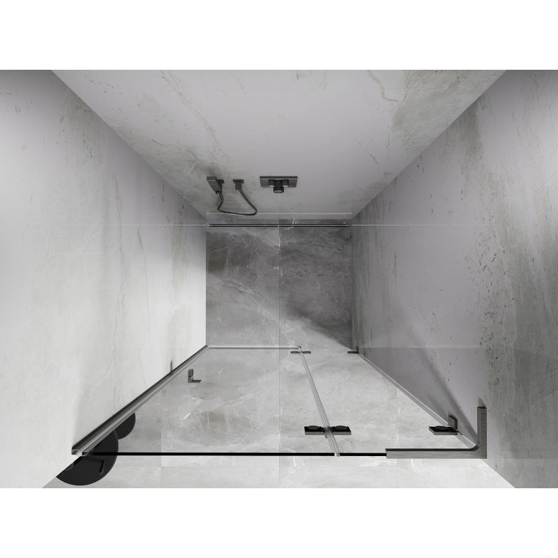 Mexen Lunar L dešinės pusės dušo durys, 120 cm, skaidrios, šepečiuotas nikelis - 834L-120-000-97-00-P