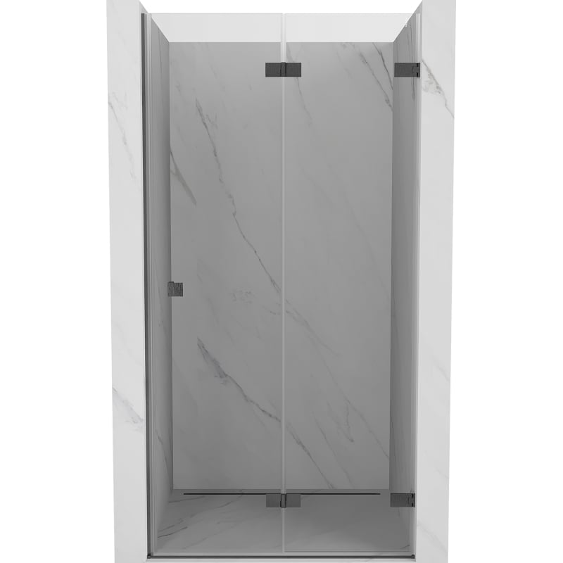 Mexen Lunar-F sulankstomos dušo durys dešinės 85 cm, skaidrios, gun gray šlifuotos - 836-085-000-66-00-P