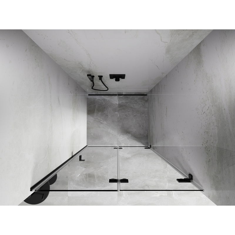 Mexen Lunar-F sulankstomos dešinės pusės dušo durys 80 cm, permatomos, juodos - 836-080-000-70-00-P