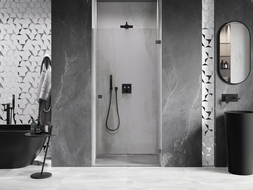 Mexen Lunar-B atveriamos dešinės dušo durys 85 cm, permatomos, gun metal - 832-085-000-95-00-P