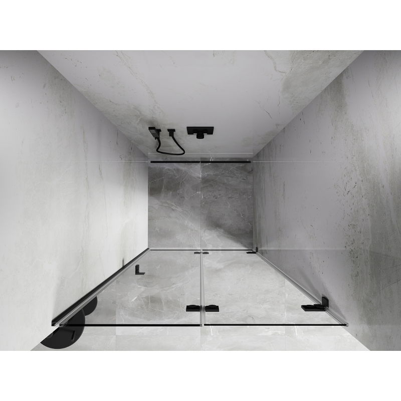 Mexen Lunar-F sulankstomos dešinės pusės dušo durys 90 cm, skaidrios, ginklų metalas - 836-090-000-95-00-P