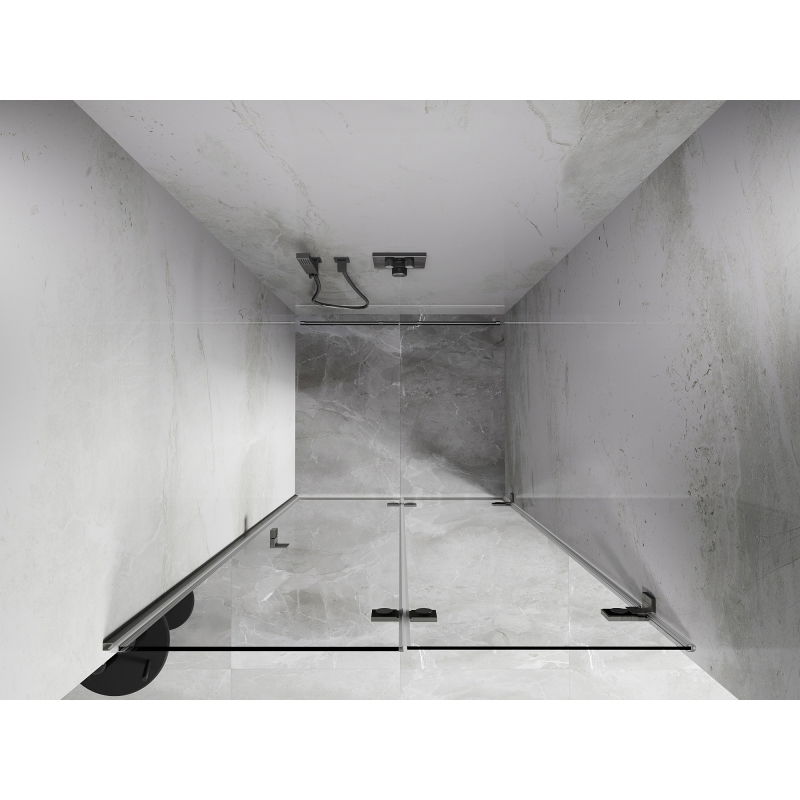 Mexen Lunar-F sulankstomos dušo durys dešinės 75 cm, skaidrios, šlifuotas nikelis - 836-075-000-97-00-P