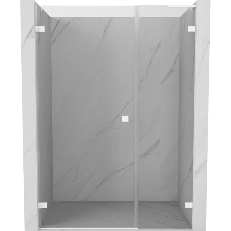 Mexen Lunar-B L kairinės krypties dušo durys 145 cm, skaidrios, baltos - 832SL-145-050-20-00-L