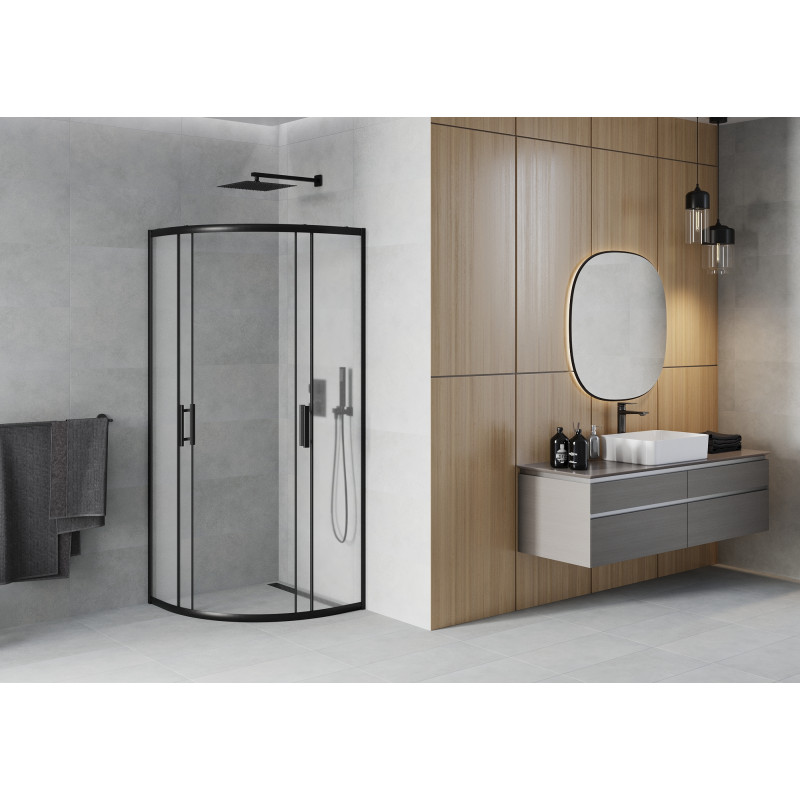 Mexen Rio pusapvalė dušo kabina 70 x 70 cm, matinė, juoda - 863-070-070-70-30