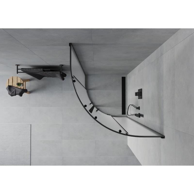 Mexen Rio pusiau apvali dušo kabina 90 x 90 cm, matinis, juoda - 863-090-090-70-30