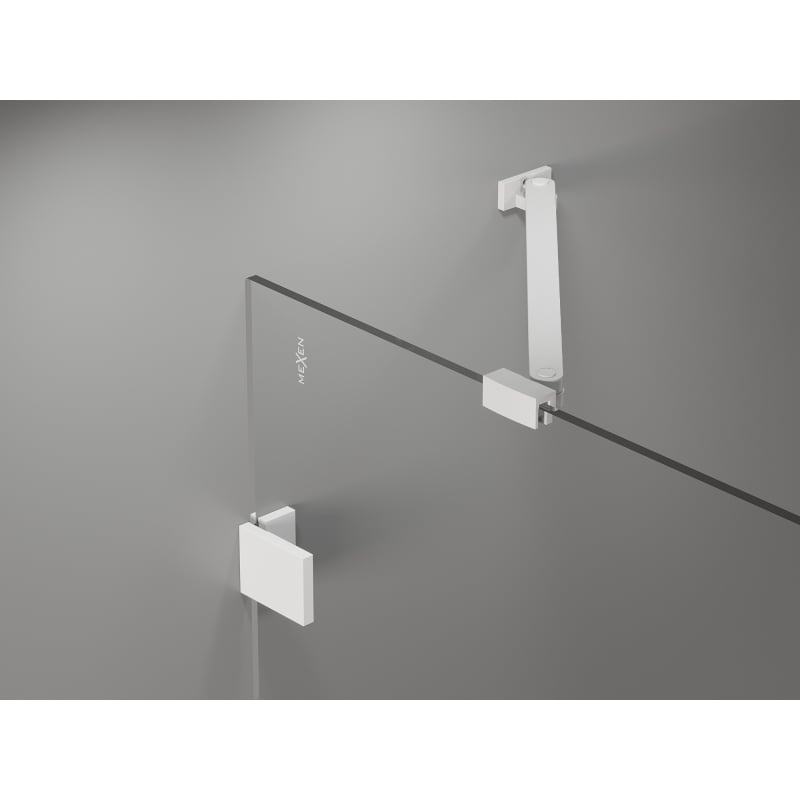 Mexen Lunar-F sulankstomos dušo durys kairė 120 cm, permatomos, baltos - 836S-120-050-20-00-L