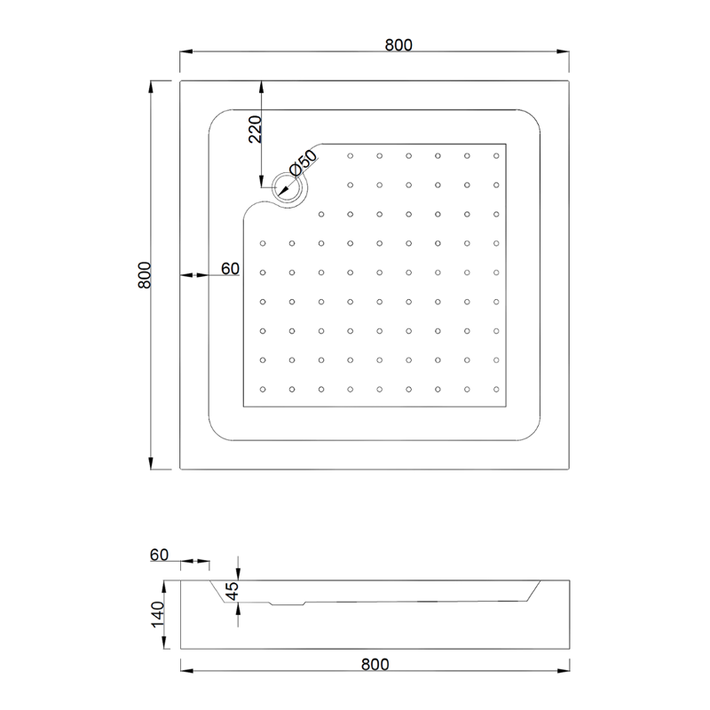 Mexen Rio kvadratinė dušo kabina 80 x 80 cm, permatoma, auksinė + plokštė, balta - 860-080-080-50-00-4510