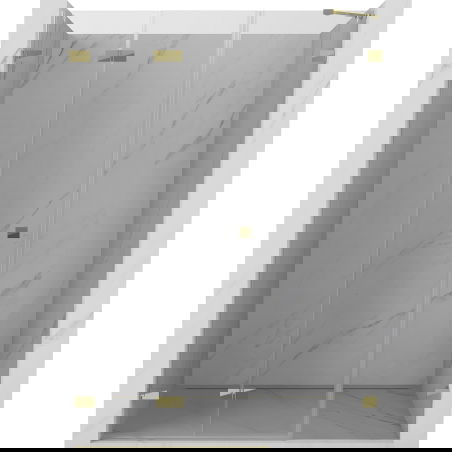 Mexen Lunar-F sulankstomos dušo durys, kairė, 125 cm, skaidrios, auksinės - 836S-125-050-50-00-L