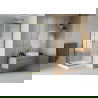 Mexen Rio kvadratinė dušo kabina 80 x 80 cm, baltos juostos, auksinė + Rio dušo padėklas, baltas - 860-080-080-50-20-4510