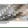 Mexen Rio kvadratinė dušo kabina 90 x 90 cm, baltos juostos, auksinė + Rio padėklas, baltas - 860-090-090-50-20-4510