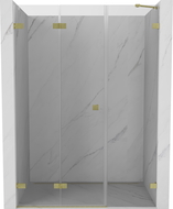 Mexen Lunar-F sulankstomos dušo durys, kairiosios 140 cm, skaidrios, matinio aukso - 836S-140-050-55-00-L