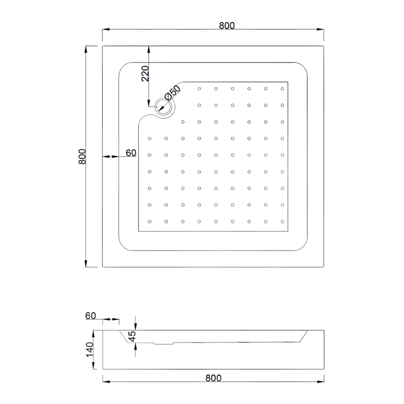 Mexen Rio kvadratinė dušo kabina 80 x 80 cm, šerkšnas, auksinė + padėklas, baltas - 860-080-080-50-30-4510