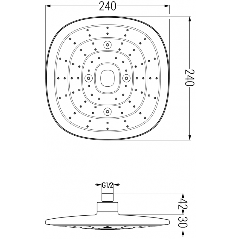 Mexen D-17 lietaus dušo galvutė 24x24 cm, chromas - 79717-00
