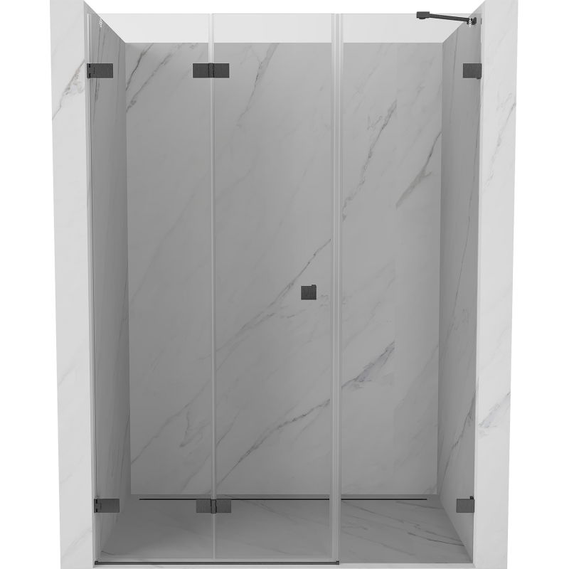 Mexen Lunar-F sulankstomos dušo durys kairinės 110 cm, permatomos, šlifuotas tamsiai pilkas - 836S-110-050-66-00-L